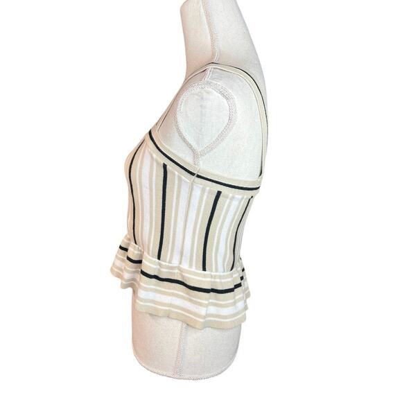 Banana Republic tan & black striped sweater tank top neutral casual peplum - Picture 3 of 9